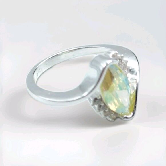 Citrine CZ October Birthstone Sterling Silver Overlay Ring Size 7 + Box Gift - Picture 5 of 6